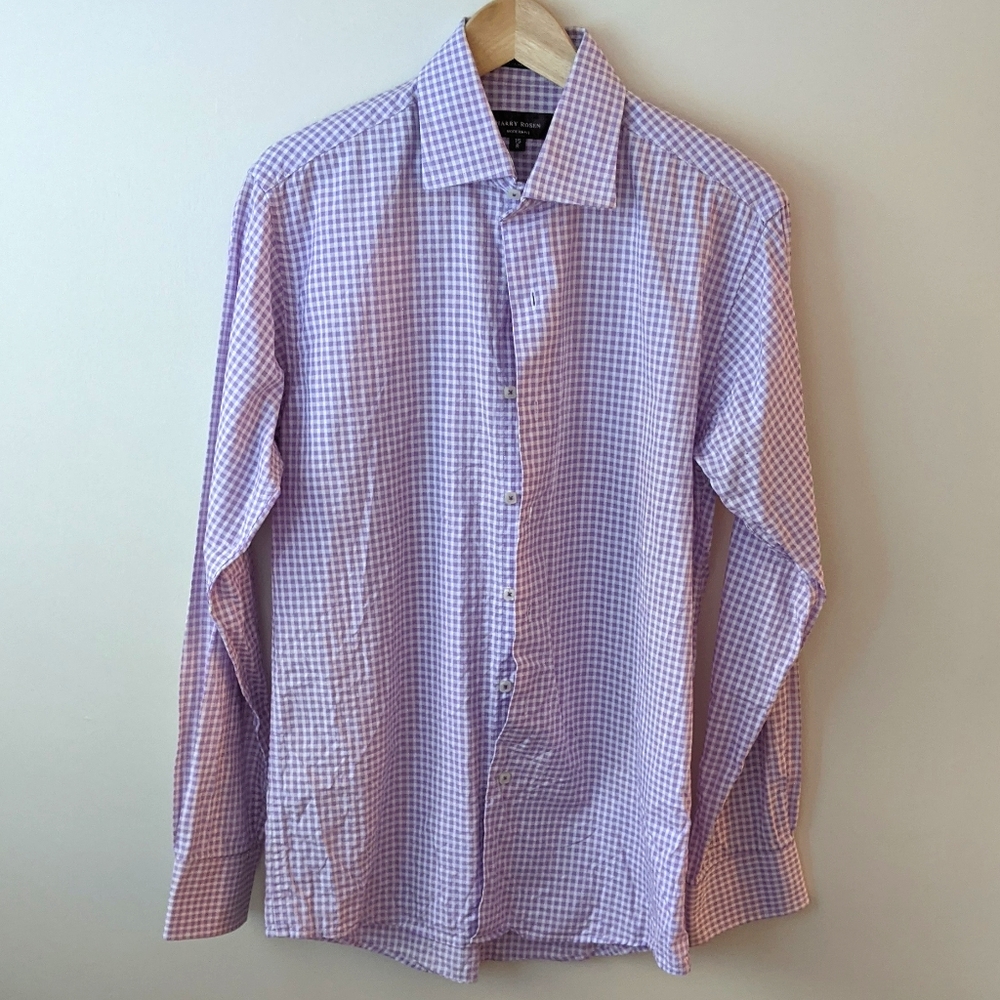 🇨🇦 Harry Rosen Purple Gingham Dress Shirt